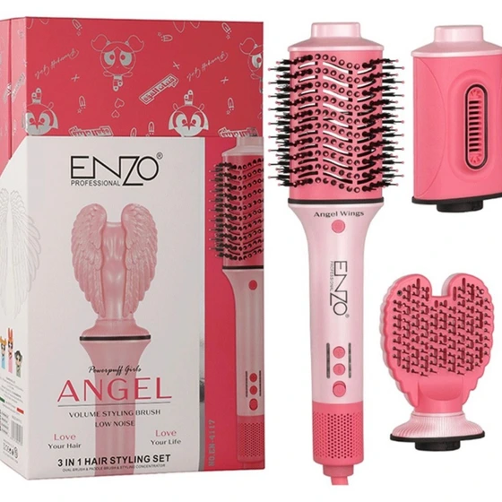 سشوار برسی 3 کاره انزو مخصوص موهای فر و وز ENZO 3 in 1 en-4117