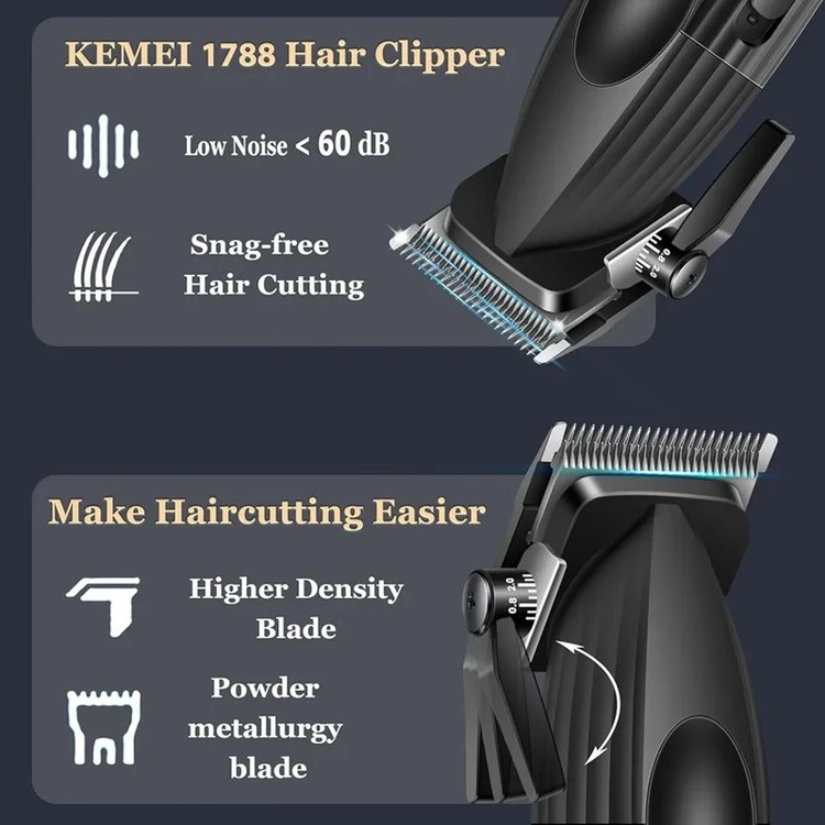 ماشین اصلاح کیمی KEMEI KM-1788 با قدرت متور 9000 بسیار پر قدرت