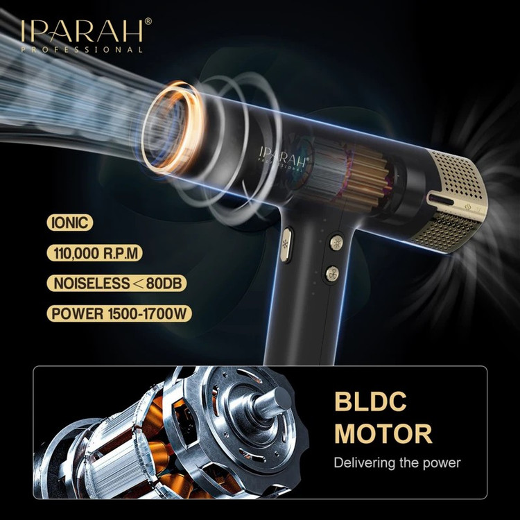 سشوار حرفه ای iparah مدل P-390 موتور BLDC با قدرت موتور 110000 ار پی ام