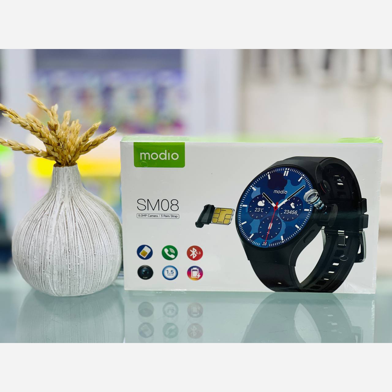 ساعت هوشمند سیمکارت خور صفحه گرد مدل Modio SM08 دوربین دار