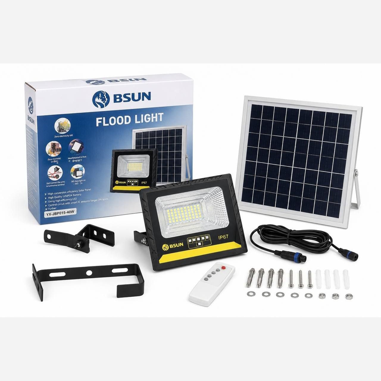 پروژکتور خورشیدی Bsun مدل YX-JBP015 با کیفیت 40 وات