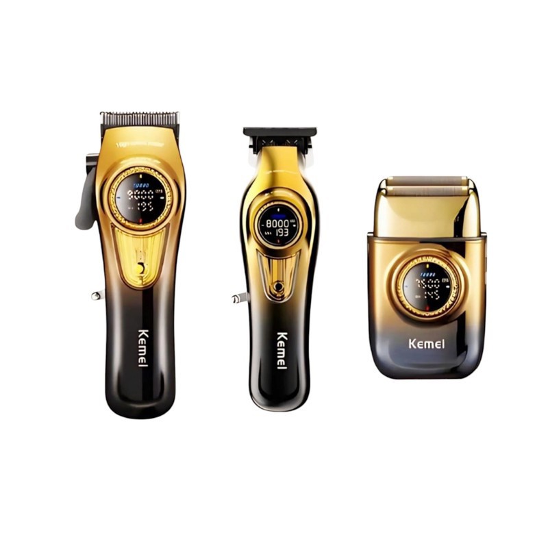 ماشین اصلاح موی سر و صورت شارژی کیمی مدل km-8557 مجموعه 3 عددی جدید