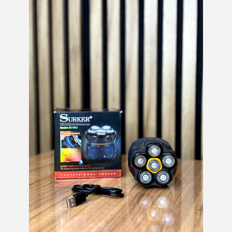 ریش تراش چرخشی Surker مدل SK-7062 اصلاح کامل و روان ضد آب مناسب صورت و بدن