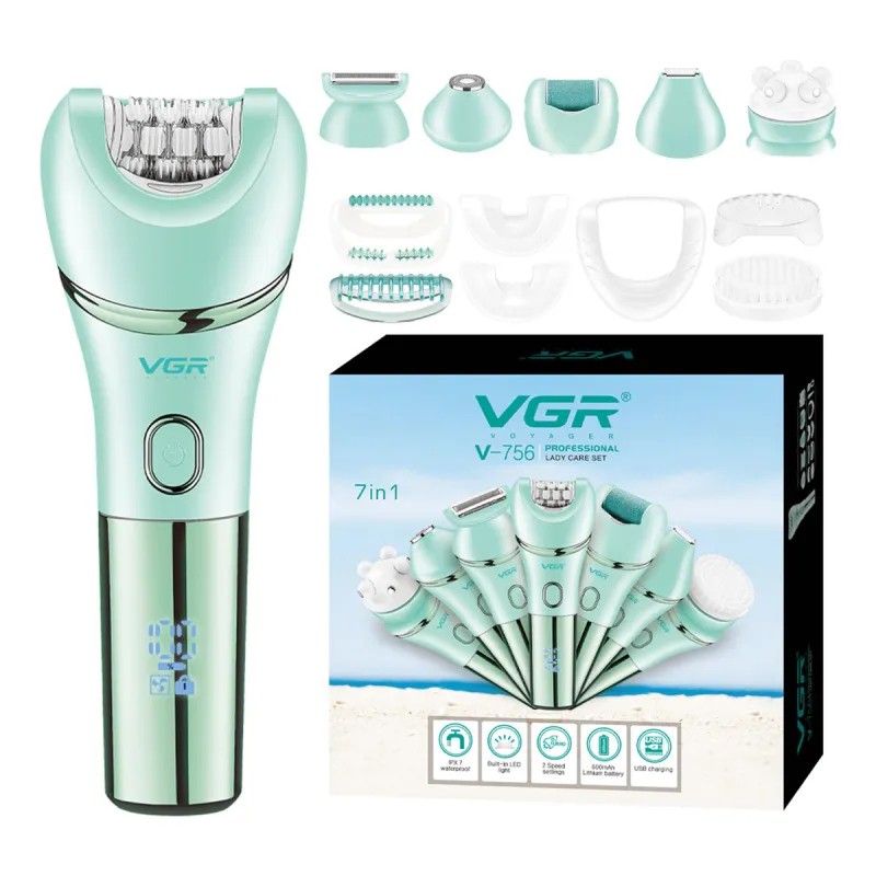 اپیلاتور هفت کاره وی جی آر مدل V-756 بسیار با کیفیت و درجه یک با کیفیت